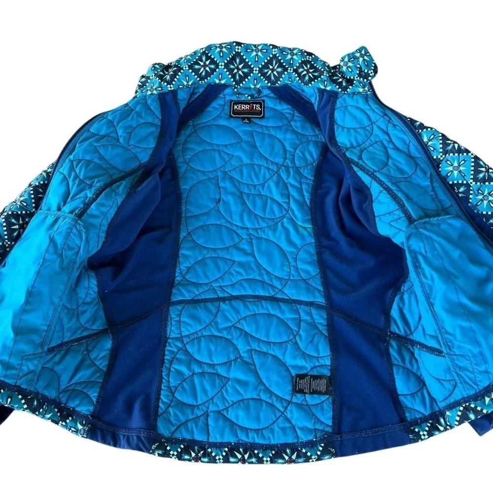 Kerrits Ride Lite Quilted Jacket Full Zip Nordic Blue Small Equestrian Riding
